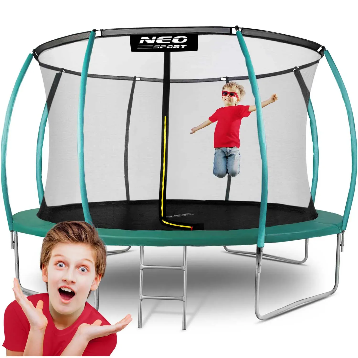 neo-sport profilirani vrtni trampolin 374 cm (12 ft) s unutarnjom mrežom,tirkizni - slika 2