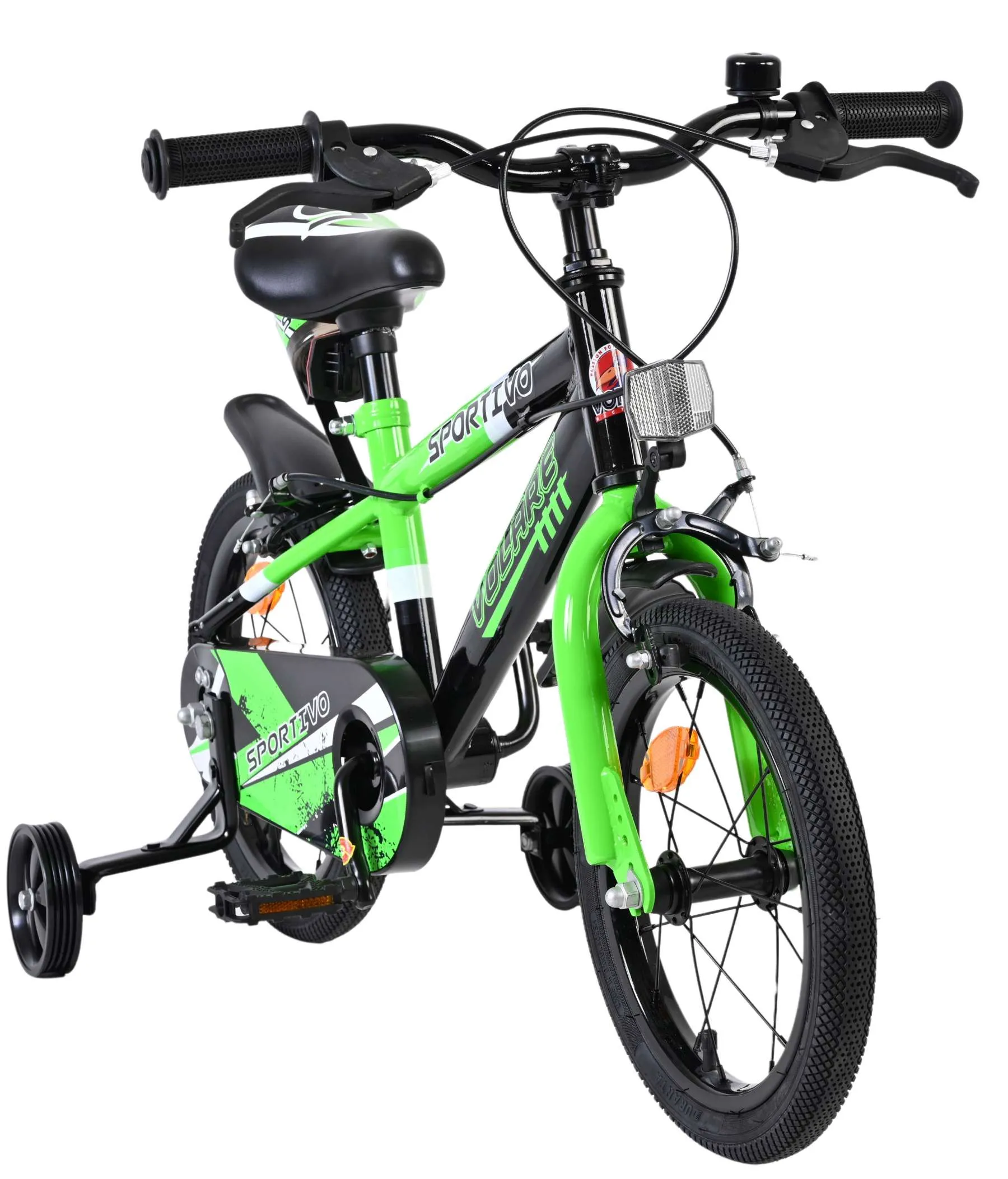 volare dječji bicikl sportivo 14″ zeleno-crne boje, s dvije ručne kočnice - slika 6