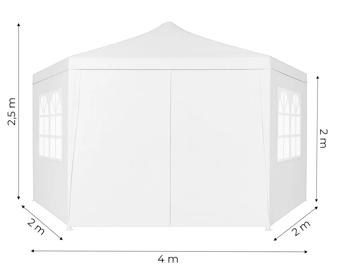multigarden vrtni paviljon / šator 2 × 2 × 2 m s prozorima – bijeli - slika 9