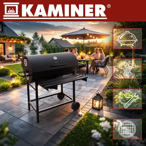 kaminer vrtni roštilj s poklopcem 108x67x96cm kaminer - slika 4