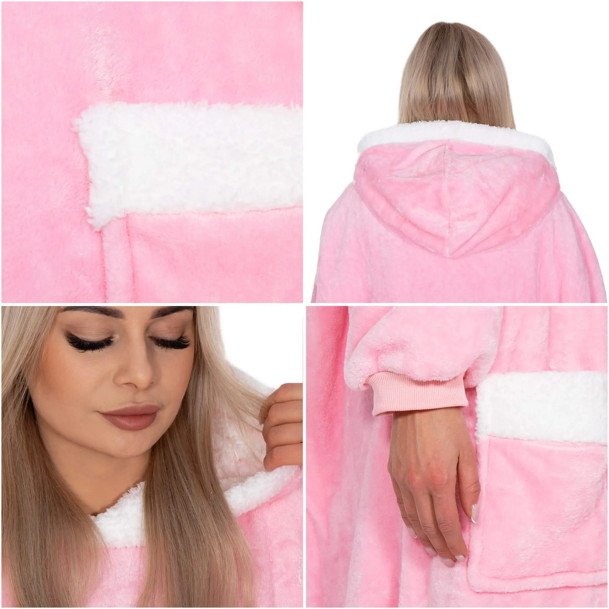 springos mekana oversize haljina u obliku deke, roza - slika 10