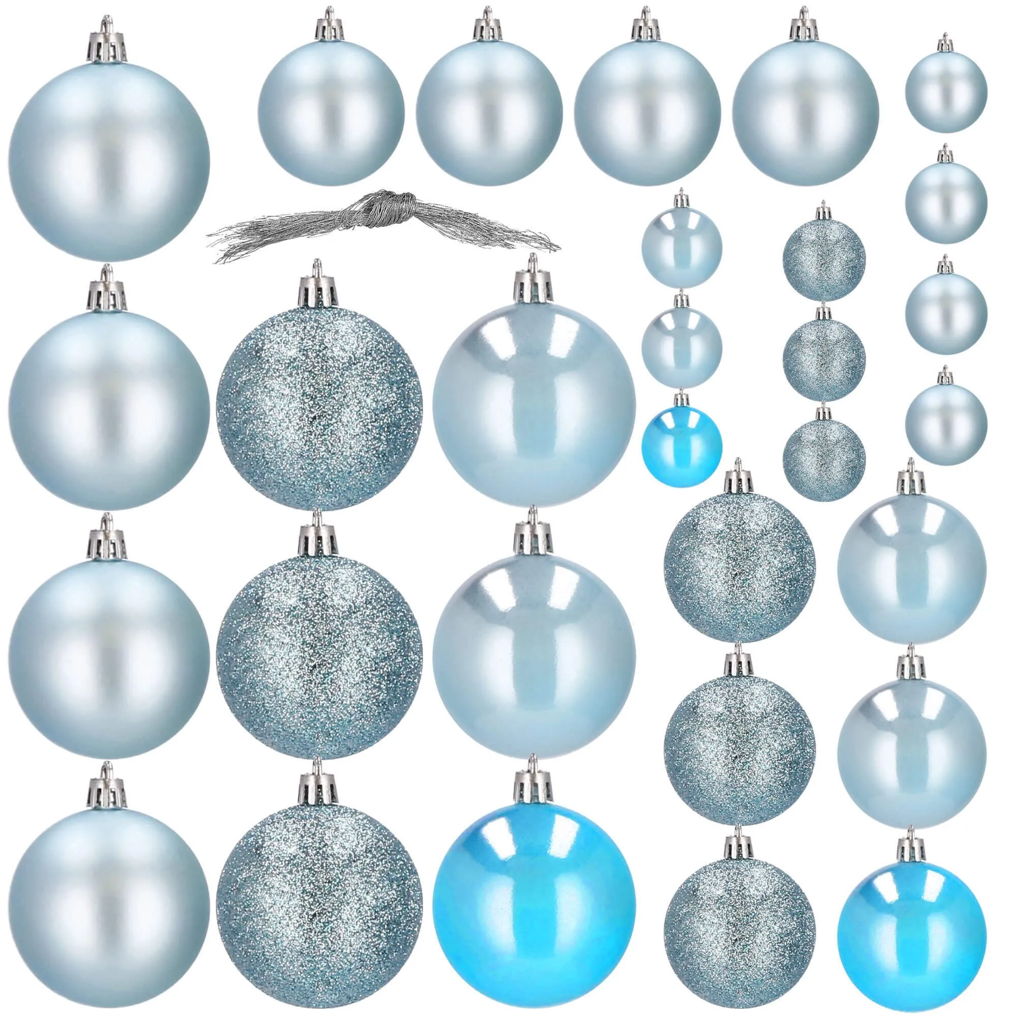 božićne kuglice 4 / 5 / 6 cm – set 30 komada svijetloplava - slika 4