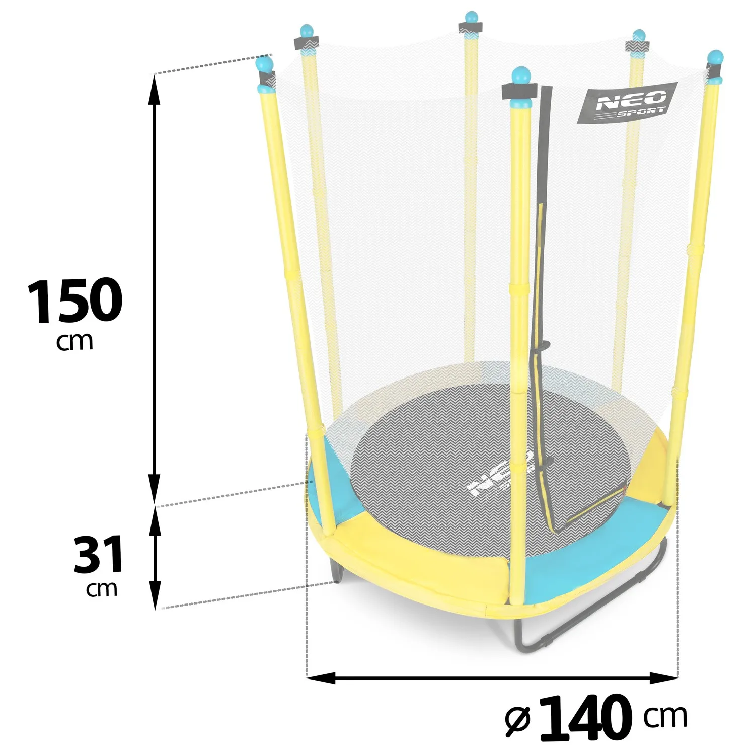 neo-sport dječji vrtni trampolin 140 cm (4,5 ft) žuti - slika 8