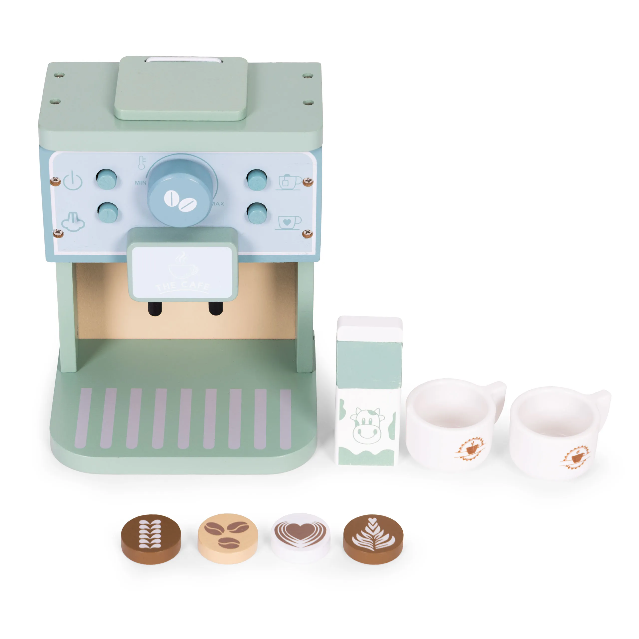 drveni aparat za kavu za djecu, set od 8 barista, ecotoys - slika 7
