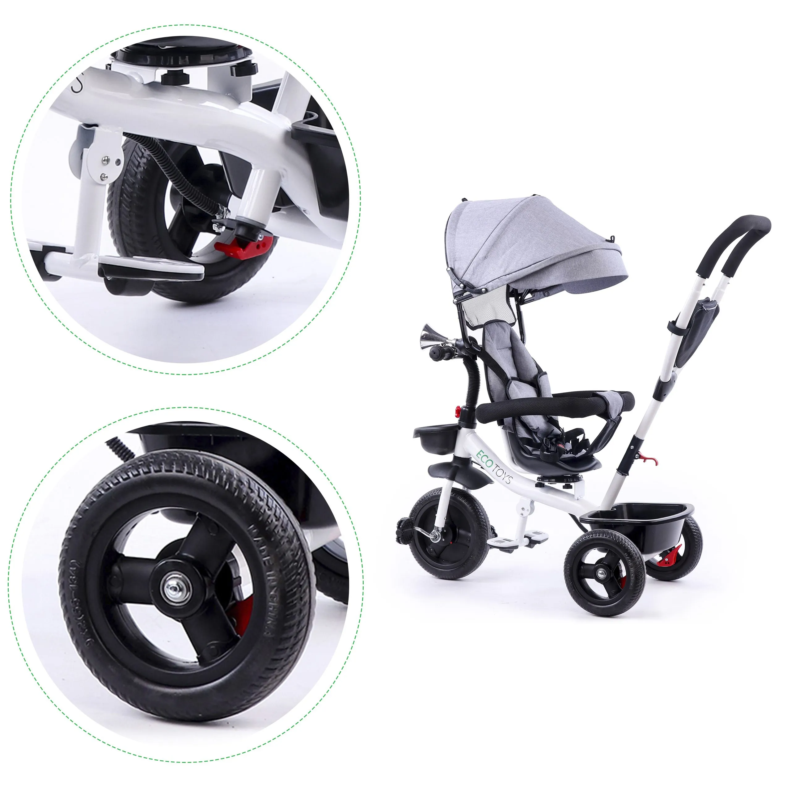 ecotoys dječji tricikl sivi - slika 7