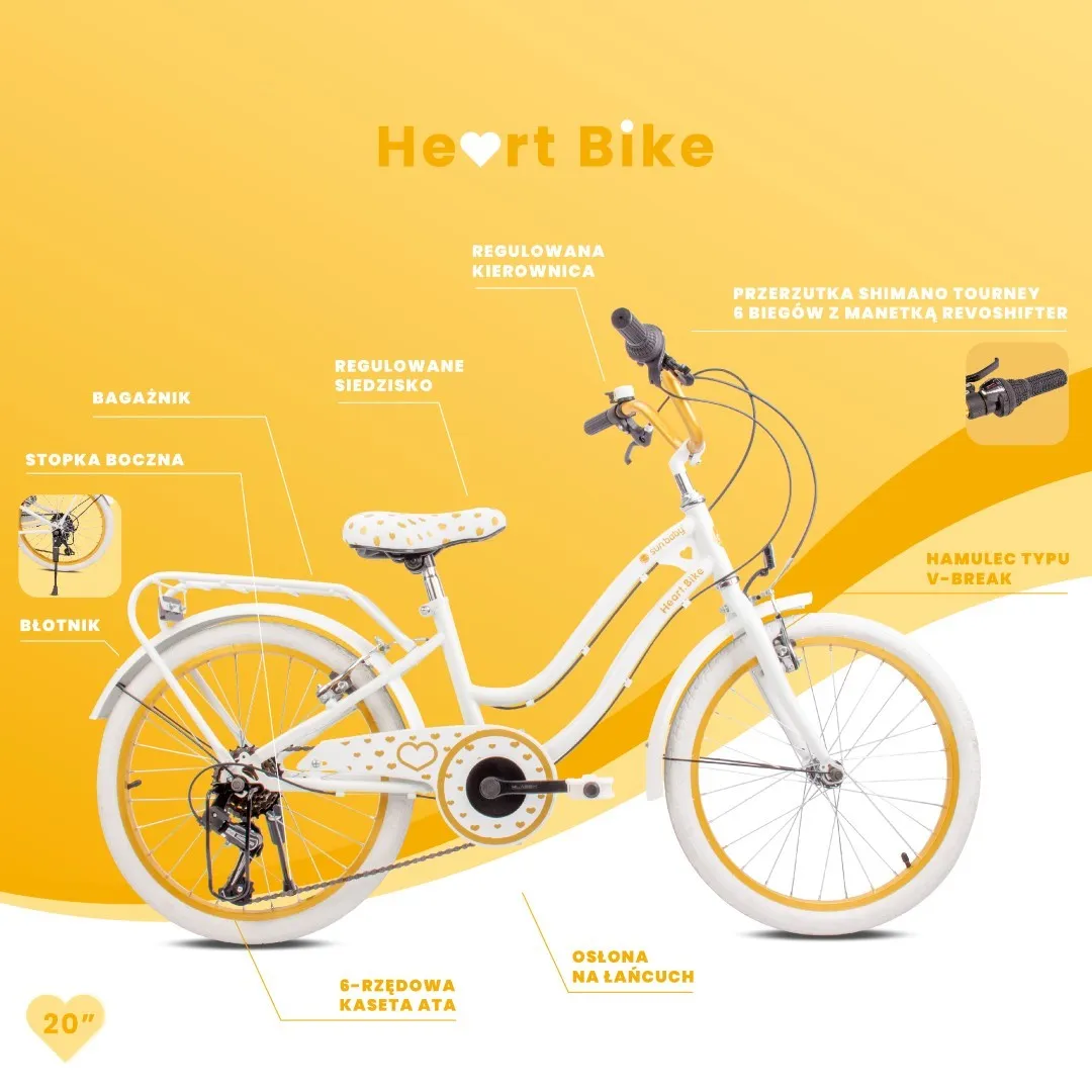 dječji bicikl heart 20" bijelo-zlatni 6 brzina - slika 11