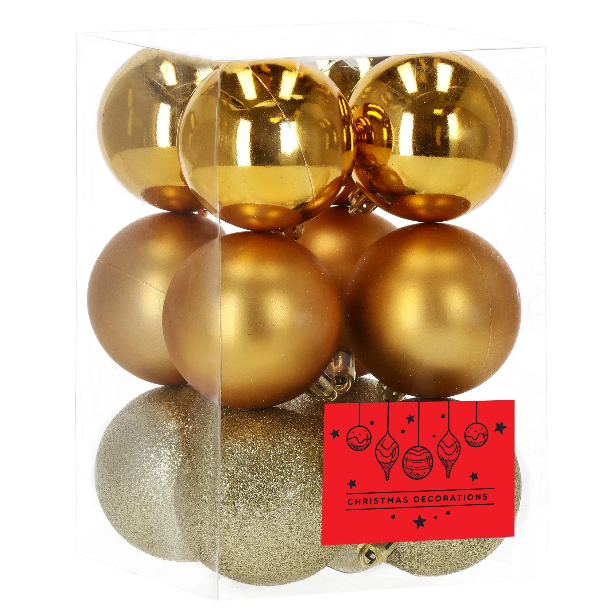 božićne kuglice 6 cm – set od 12 komada, zlatne - slika 10