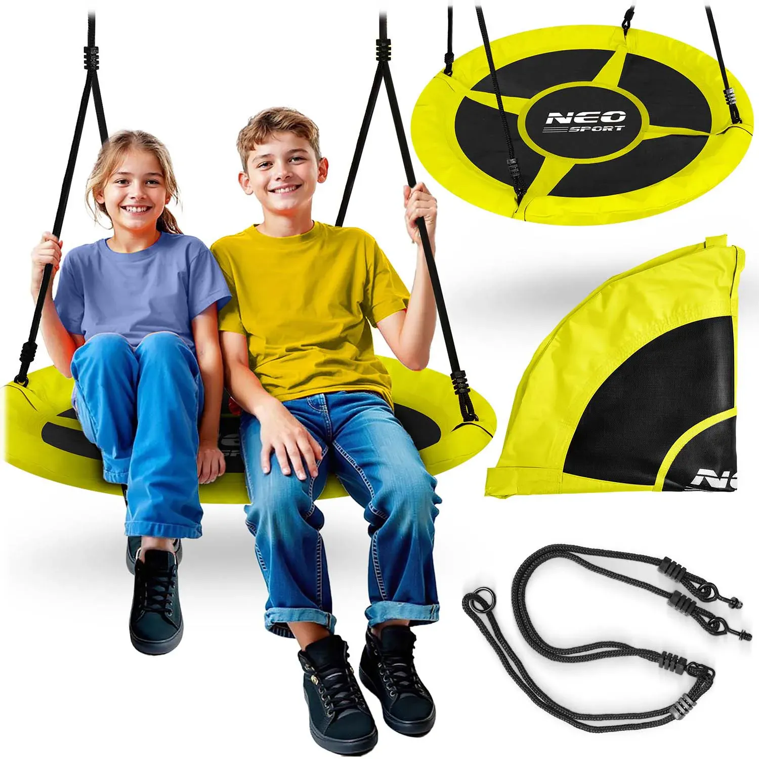 neo-sport ljuljačka rodino gnijezdo, 100 cm, žuta - slika 2