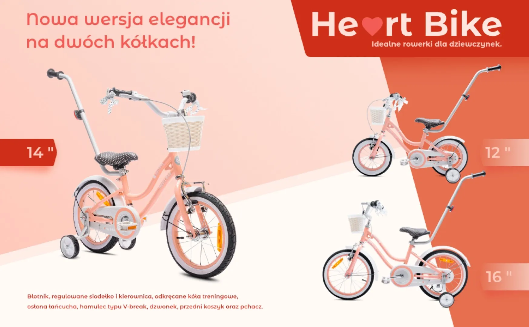 dječji bicikl 14" heart bike boja breskve - slika 10