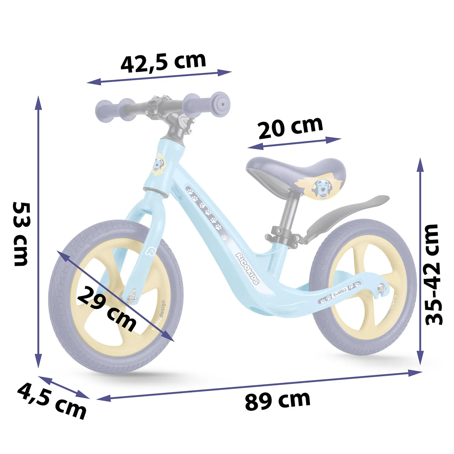 ricokids funnu dječji bicikl bez pedala, plavo žuti - slika 9