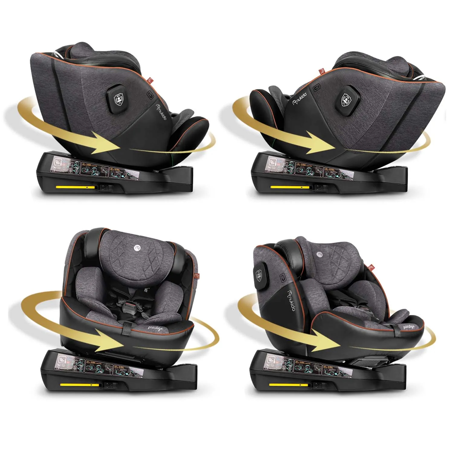 nukido prestige line autosjedalica crna i siva 0-36 kg isofix - slika 5