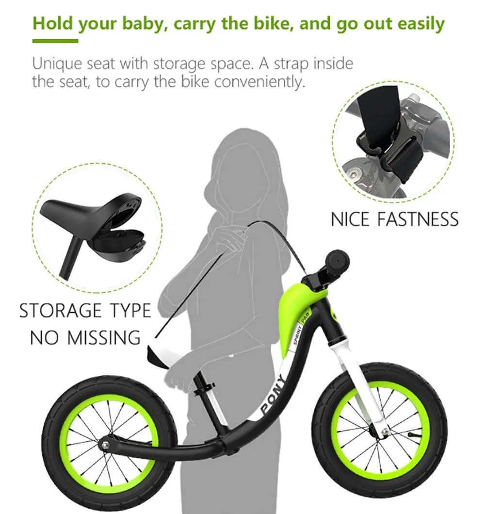 royal baby dječji bicikl bez pedala pony crni - aluminij - slika 6