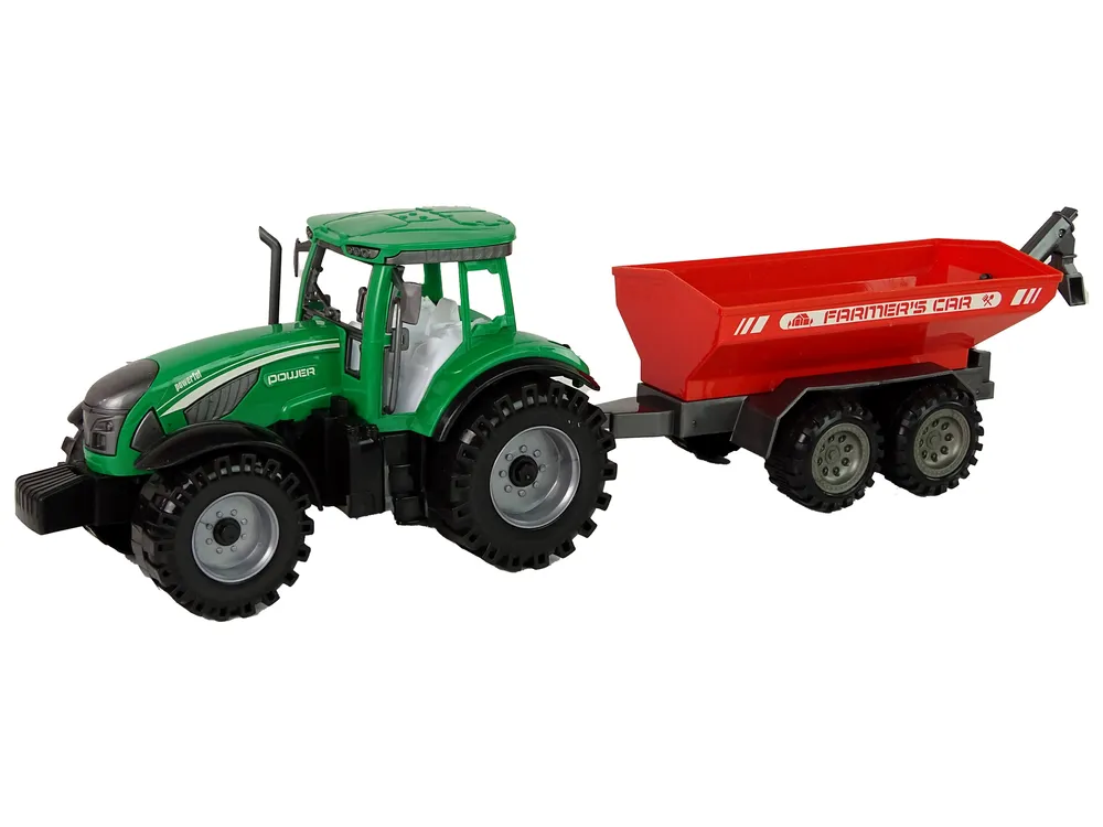 zeleni traktor sa crvenom prikolicom fractal - slika 3