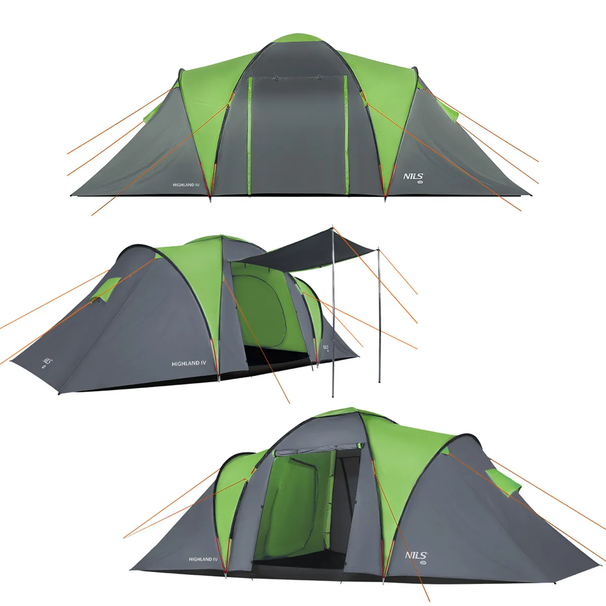 nils camp šator za kampiranje highland iv zeleno-sivi - slika 3