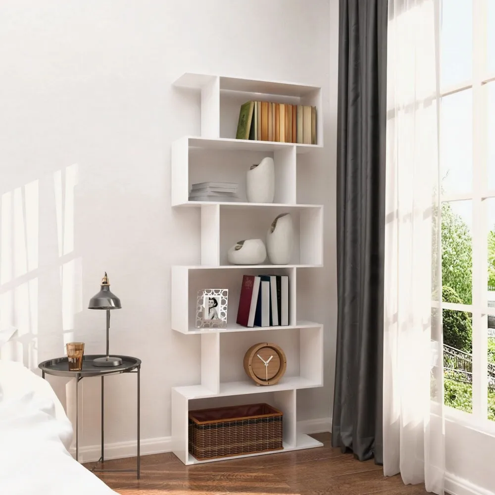 modernhome polica za knjige - bijela 175 x 28 x 77 cm - slika 3
