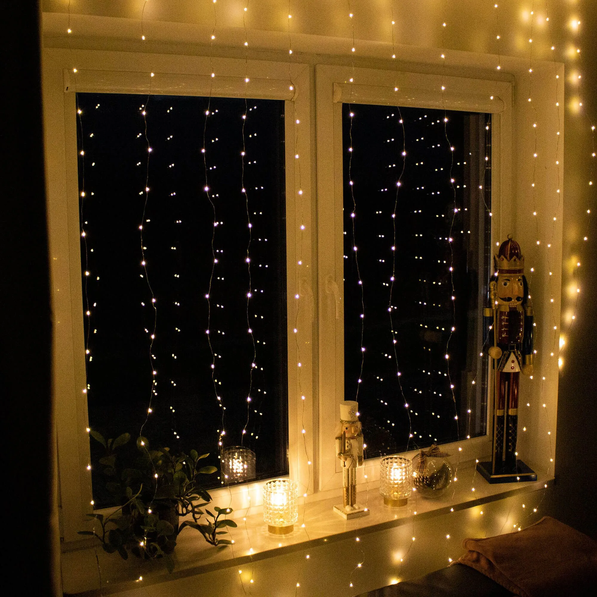 led žičane lampice- zavjesa – 300 lampica, toplo bijela - slika 7