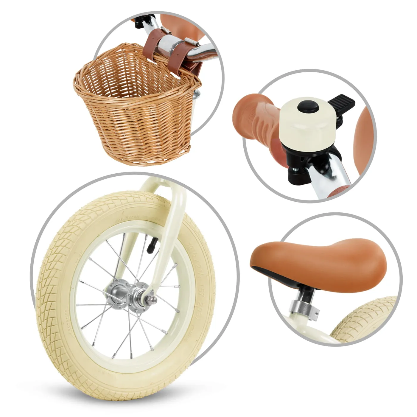 kidwell classy dječji bicikl bez pedala s košaricom, krem - slika 5