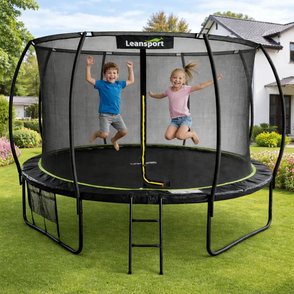 vrtni trampolin s unutarnjom mrežom crno-zeleni 366 cm - slika 5