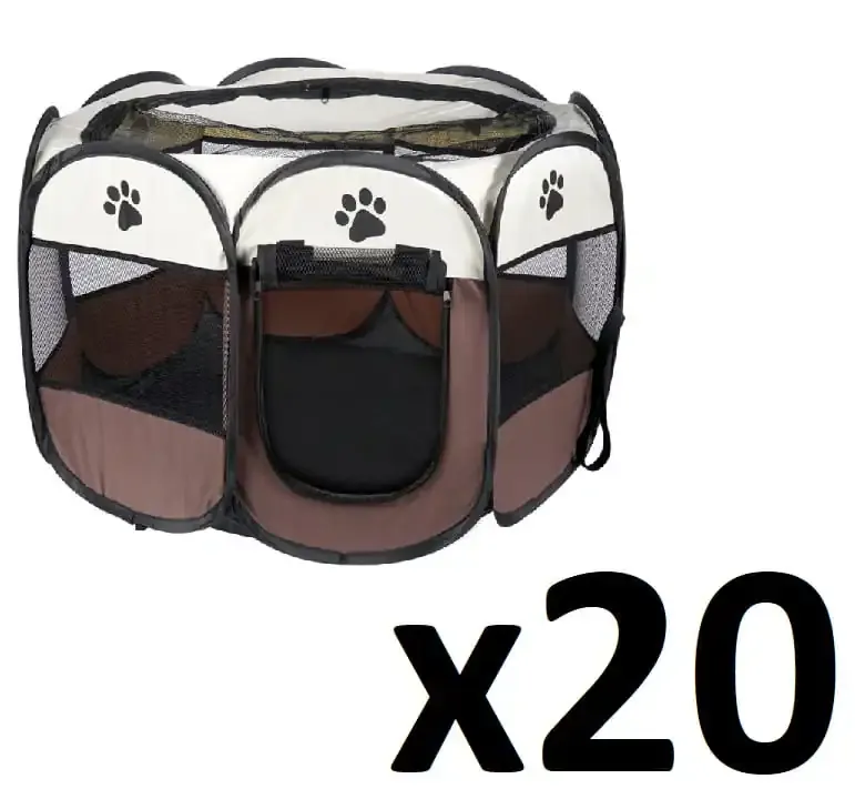 ograda za pse/mačke 74x74x43cm - smeđa x 20 - slika 1