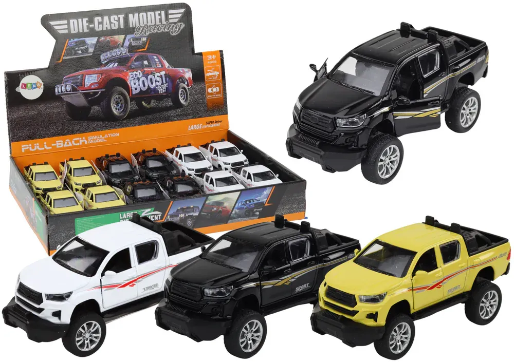 terenski automobil s prikolicom u 3 boje - bijeli, žuti i crni - slika 2