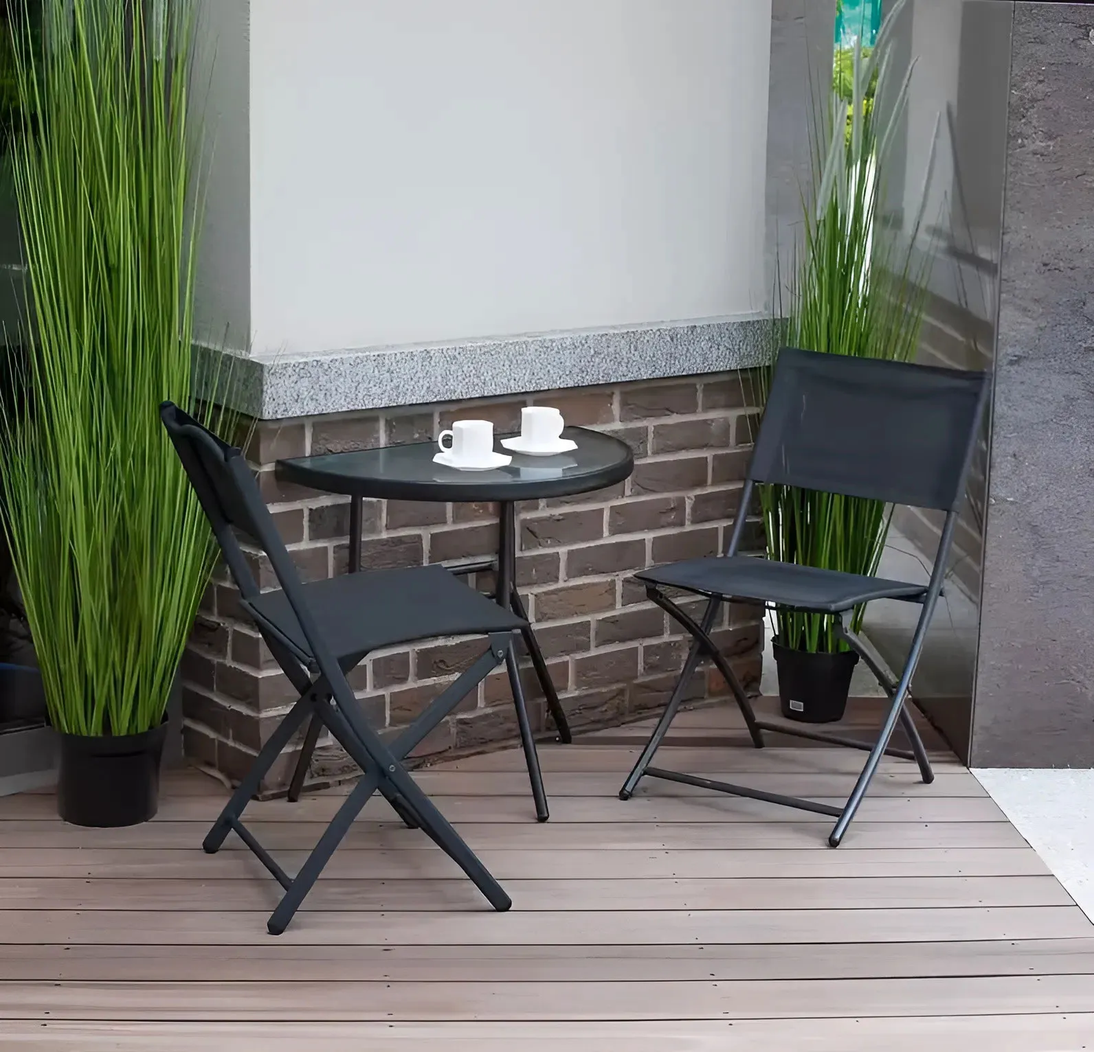 polukružni vrtni stakleni stol 70x43 cm - slika 3