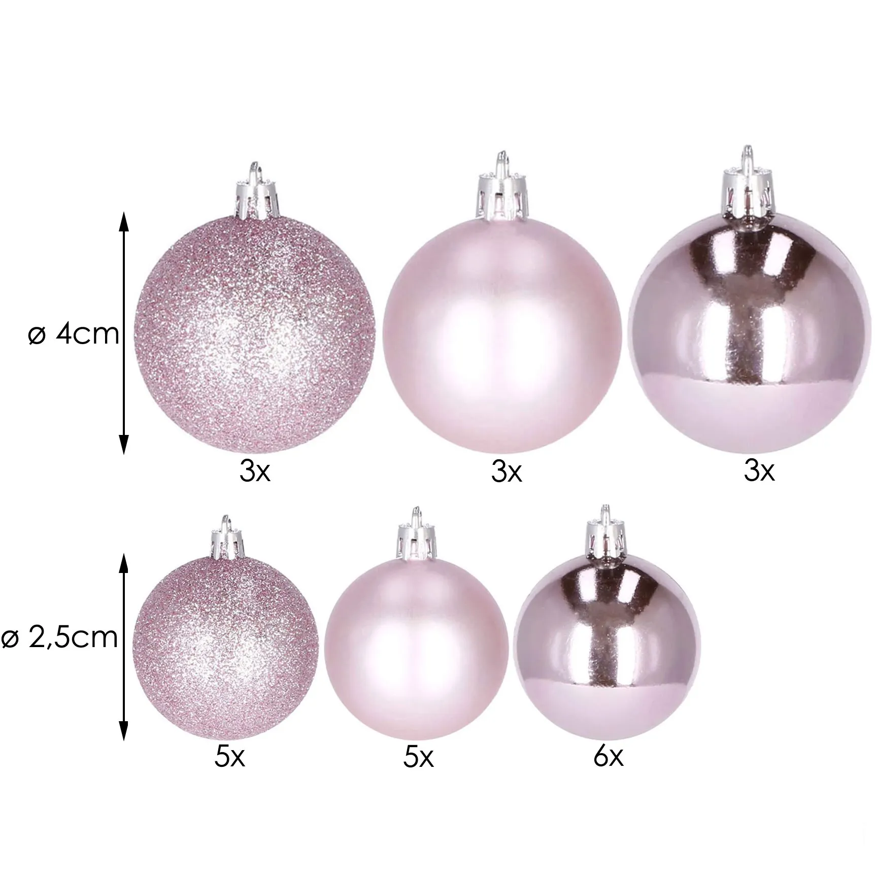kuglice za božićno drvce 4/2,5 cm 26 kom. roze - slika 9