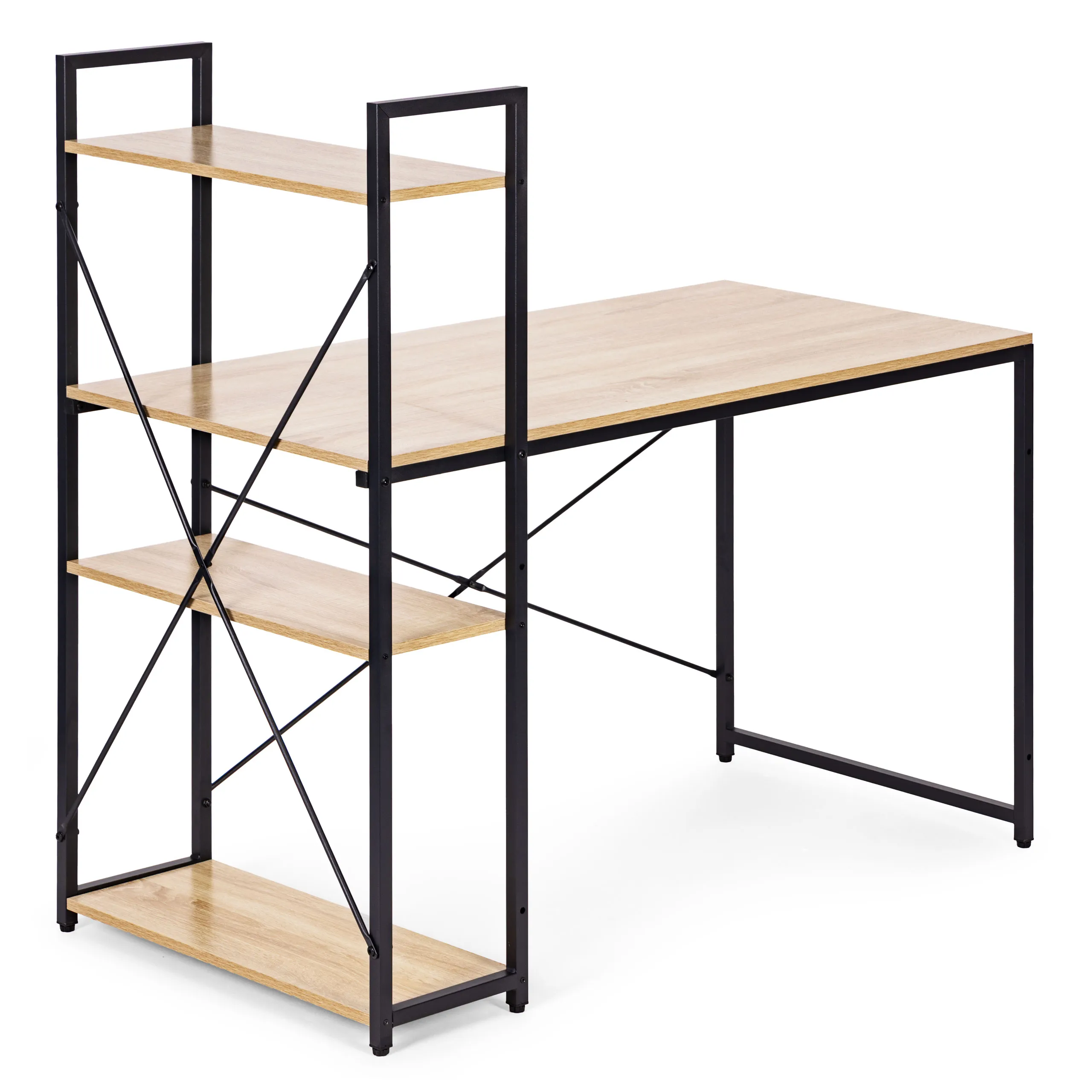modernhome uredski stol 120 × 60 cm s policom i 3 police – loft stil - slika 6