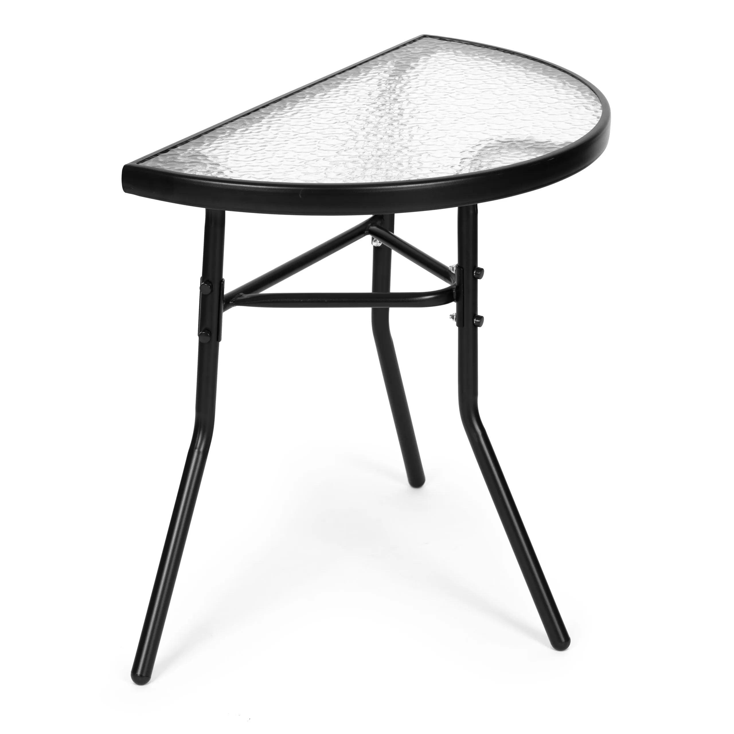polukružni vrtni stakleni stol 70x43 cm - slika 9