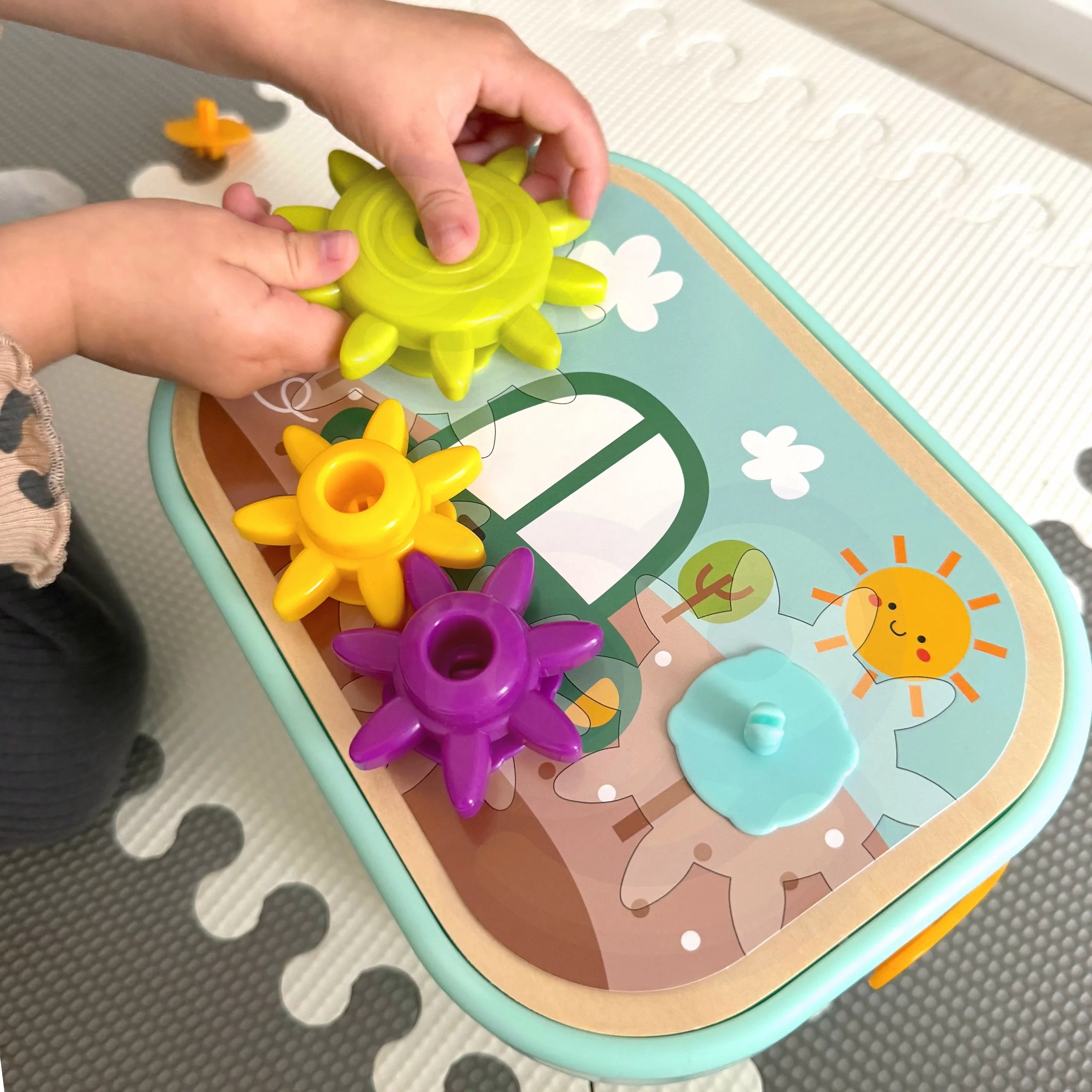 woopie green montessori slagalica s klinovima u kutiji, toranj s perlicama - slika 8