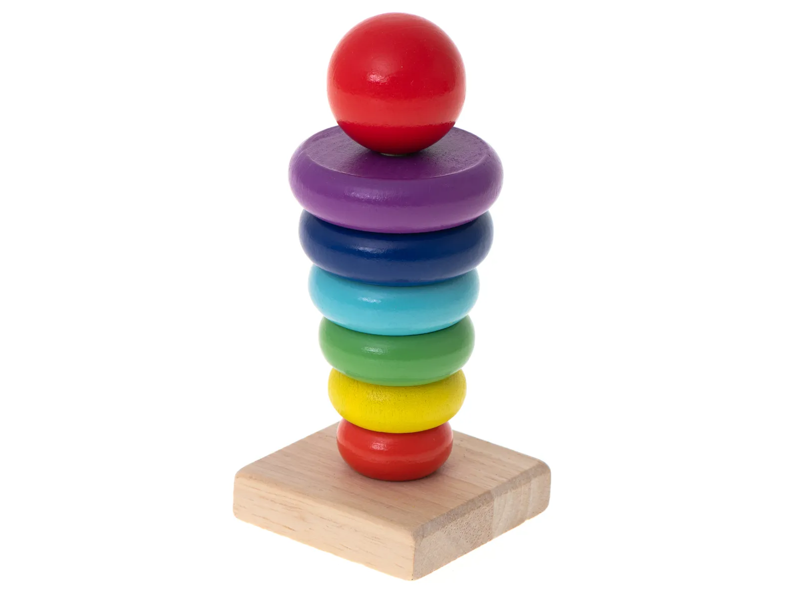 montessori drvena piramida šarenih obruča 13cm - slika 5