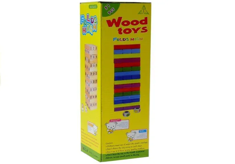 društvena drvena igra jenga s brojevima wood toys - slika 1