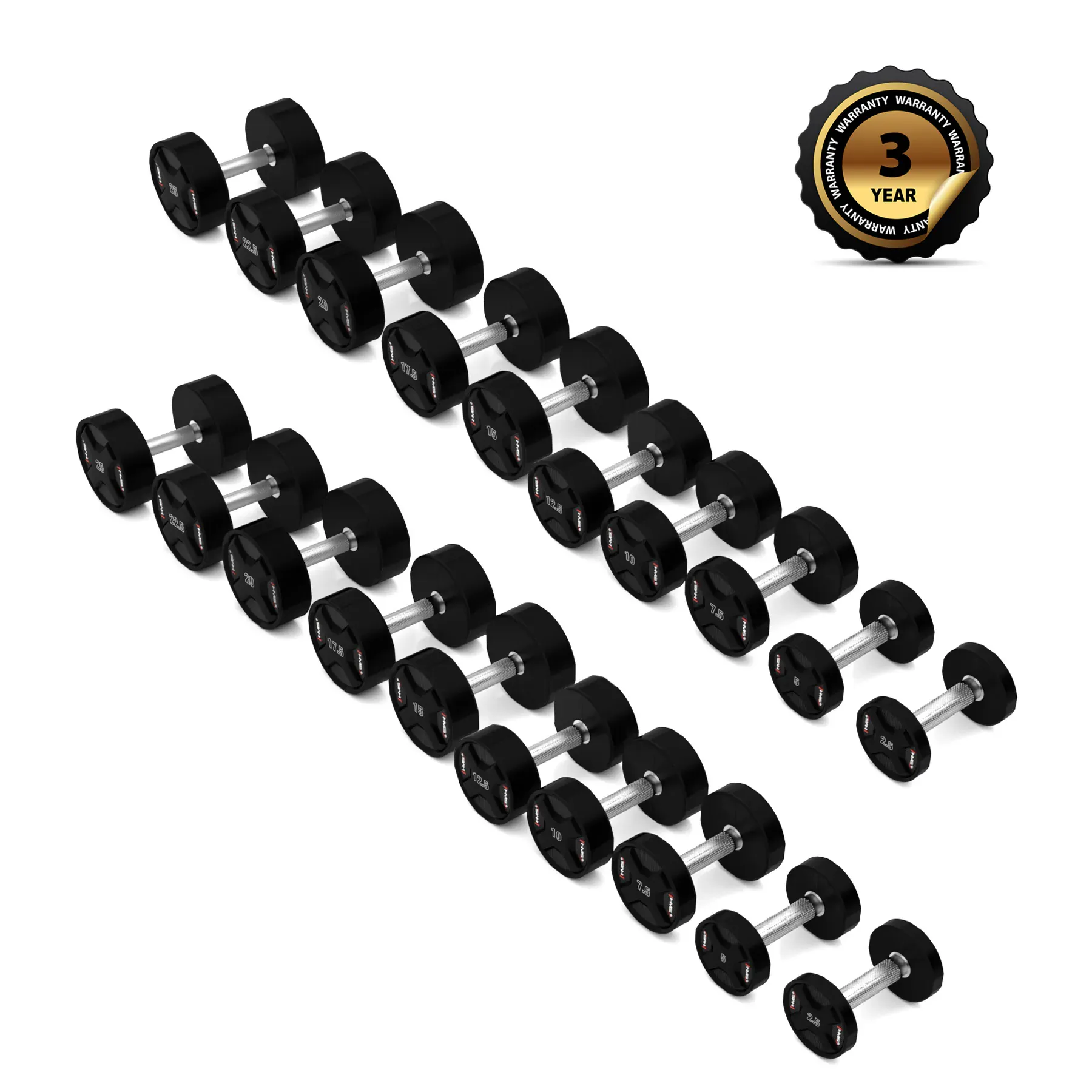 Hpc set poliuretanskih bučica 2 x 2,5 - 25 kg cpu - 275 kg hms - Pribislavec