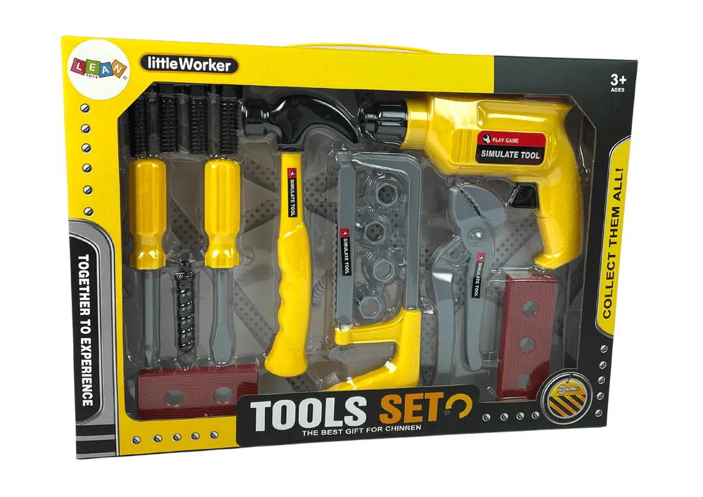 dječji diy set alata s bušilicom žuti - slika 5