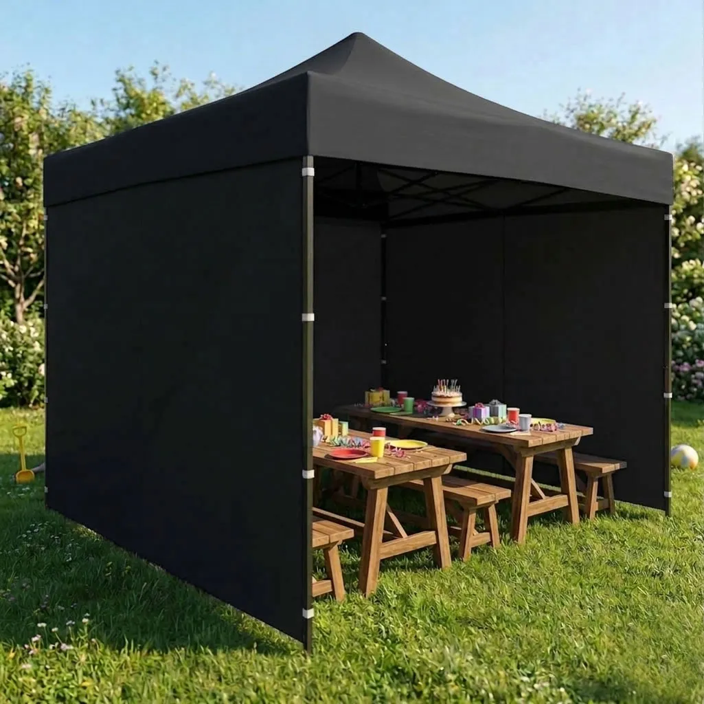 multigarden vrtni paviljon za događanja, automatski samosklapajući šator 3 × 3 m, crni - slika 4