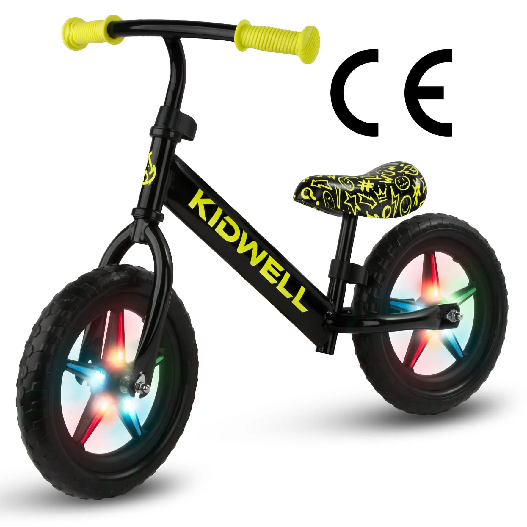 kidwell rebel led neonsko žuti bicikl za balansiranje - slika 8