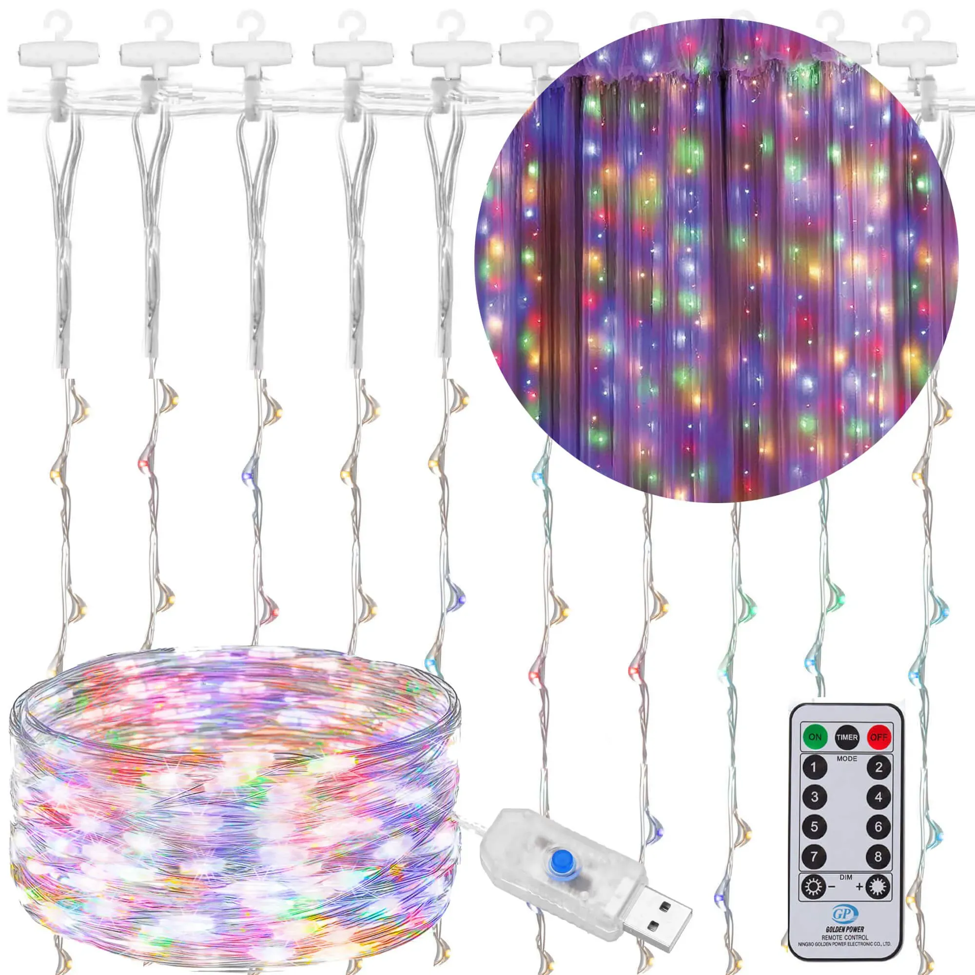 žičane svjetiljke, zavjesa 300 led dioda višebojna - slika 2