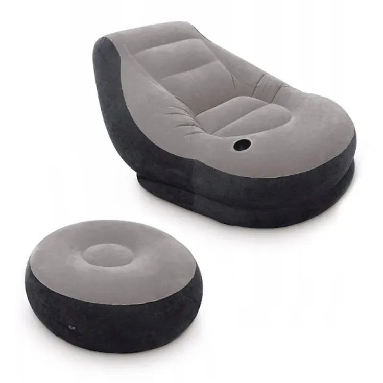 intex fotelja na napuhavanje s tabureom sivi - slika 7