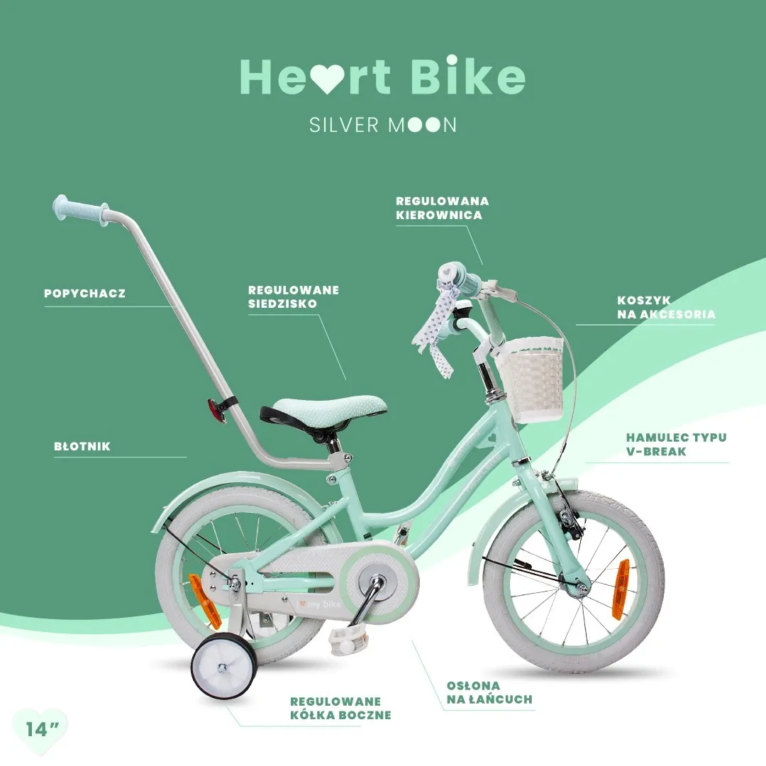 dječji bicikl guralica heart silver moon 14" mint - slika 6