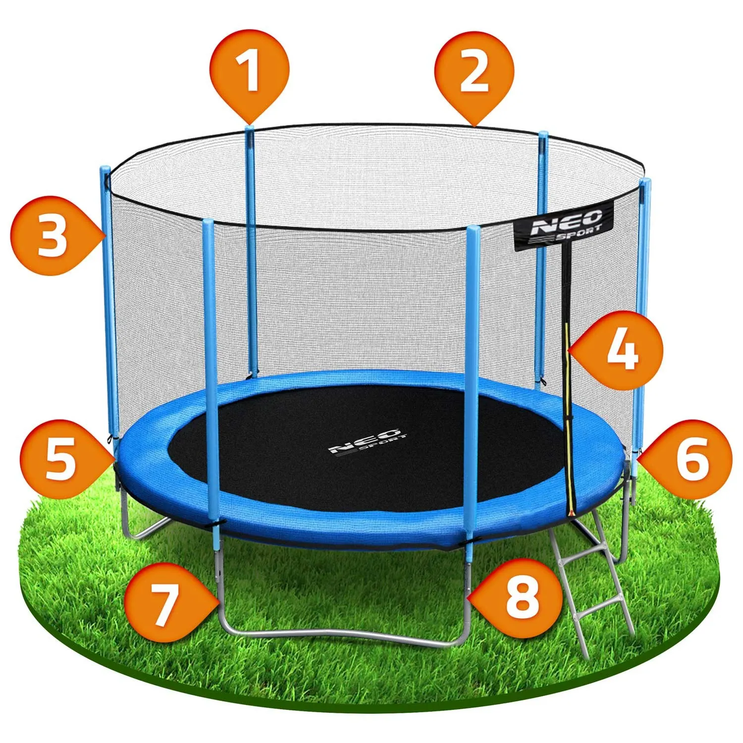 neo sport vrtni trampolin 312cm/10ft s vanjskom mrežom i ljestvama - slika 7