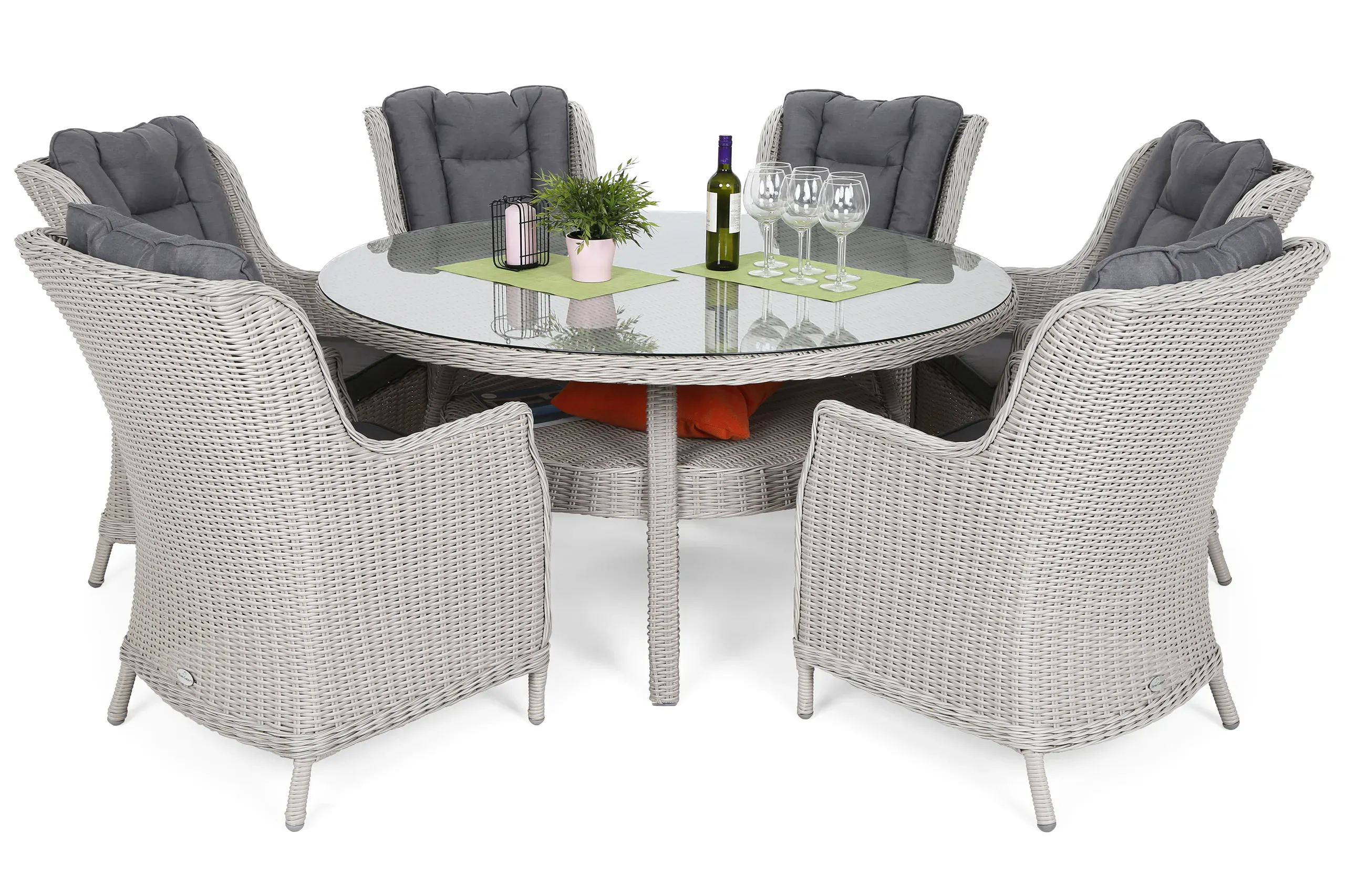 Bristol Okrugli Elegantni Set Namještaja 150 cm Bijela / Siva 6+1 - Pribislavec