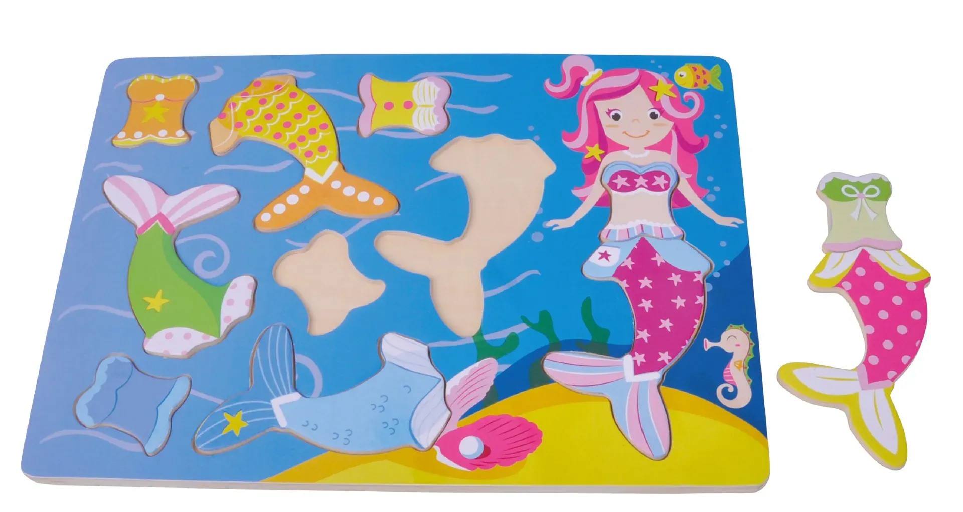 drvena slagalica morska sirena 9 elemenata 26x20cm - slika 2