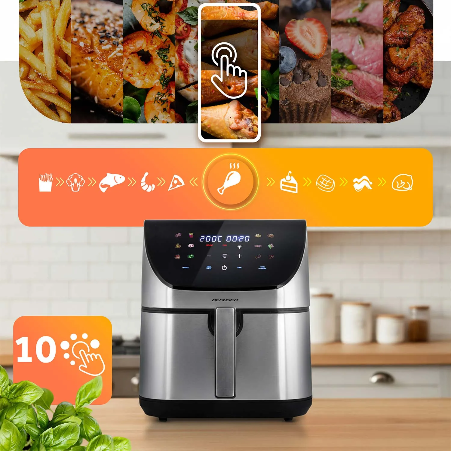berdsen friteza na vrući zrak 1700 w, 8 l, crna - slika 9
