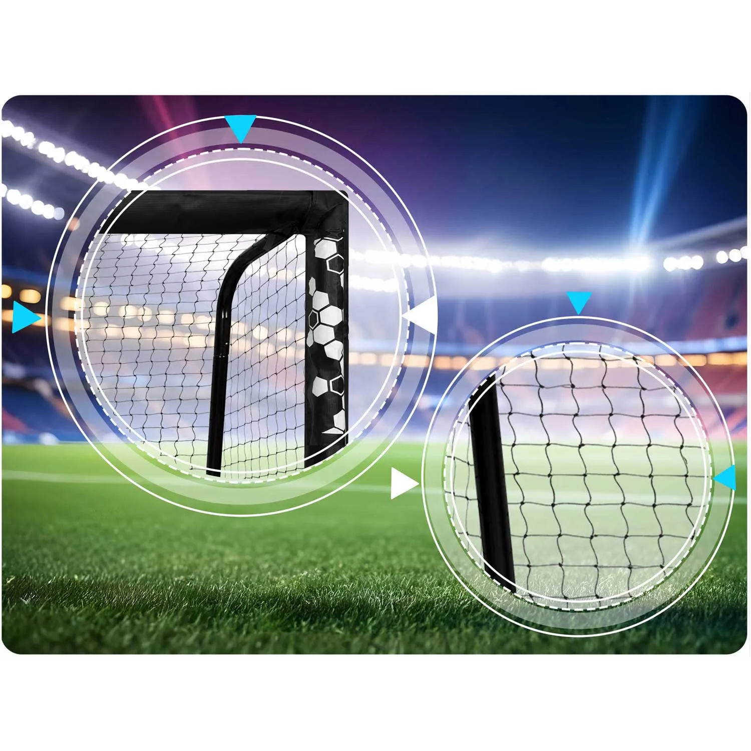 nogometni gol 300 x 200 x 120 cm ns-472 šesterokutni - slika 2