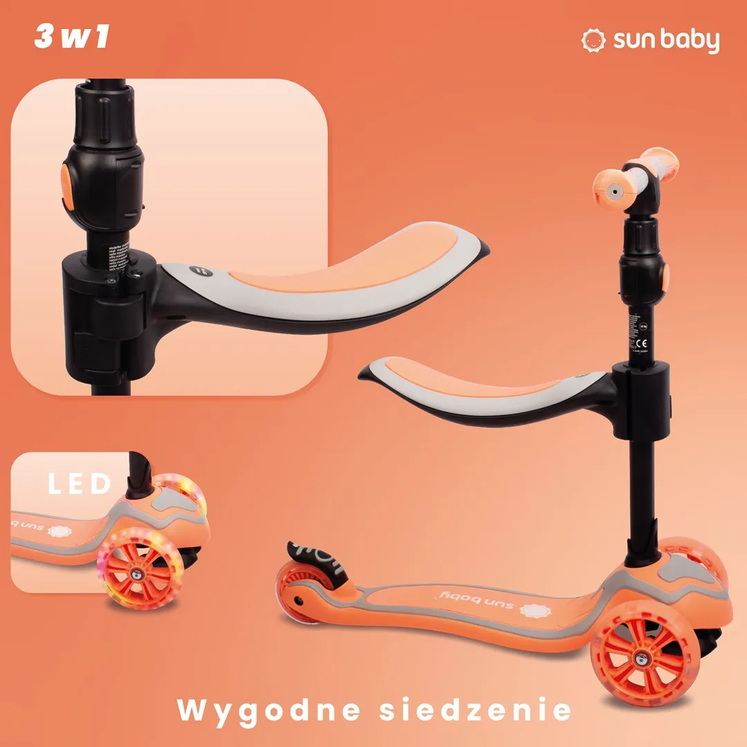 romobil za ravnotežu na 3 kotača 3u1 rozi - slika 3