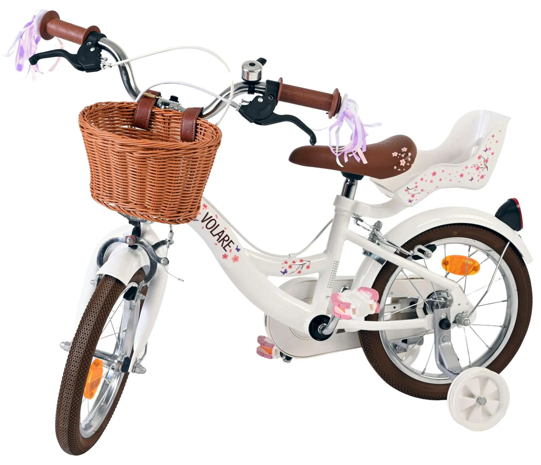 volare dječji bicikl blossom 14″ bijele boje, s dvije ručne kočnice - slika 9