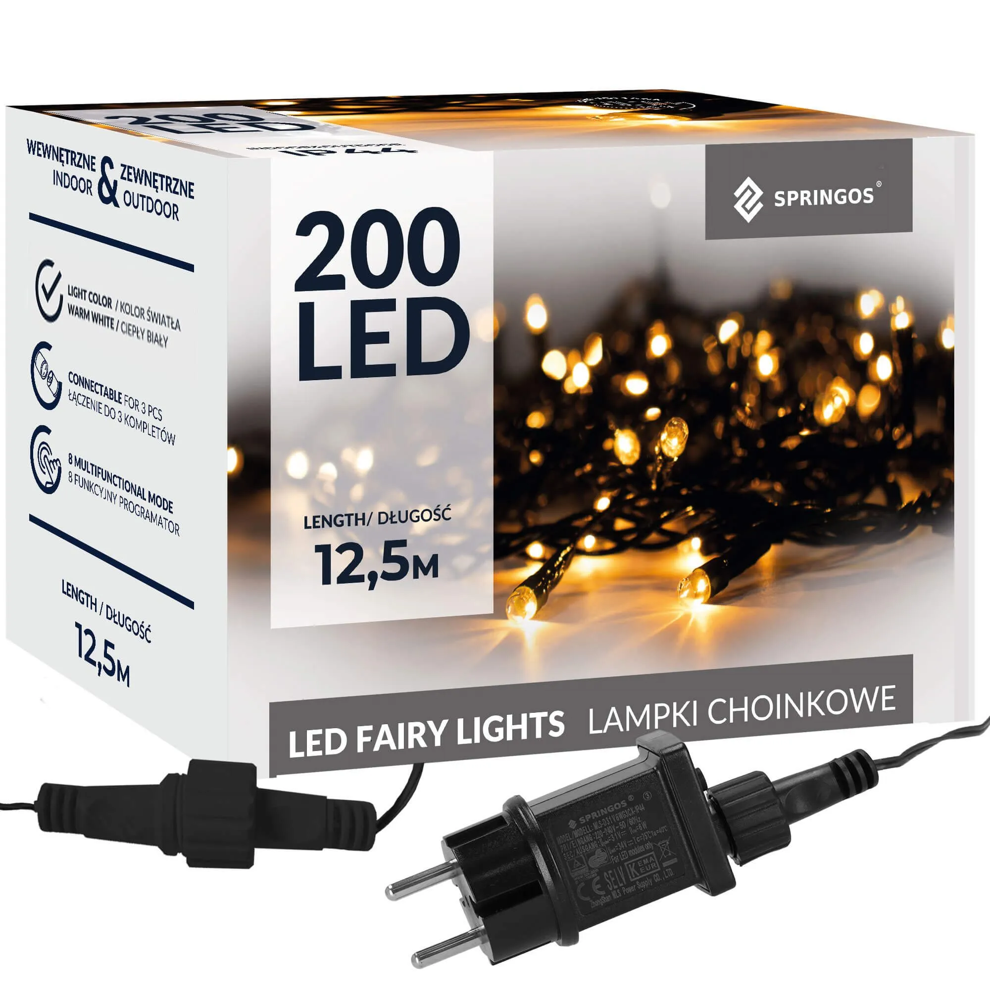 springos lampice za bor 200 led , toplo bijela - slika 10