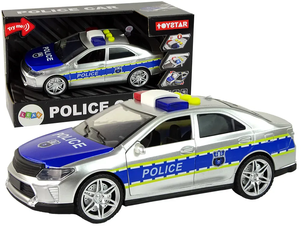 policijski automobil na frikcijski pogon 1:14 - srebrni - slika 2