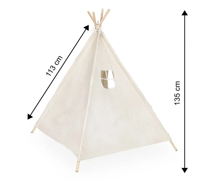 indijanski šator za djecu tipi wigwam lan i drvo 135cm - slika 7