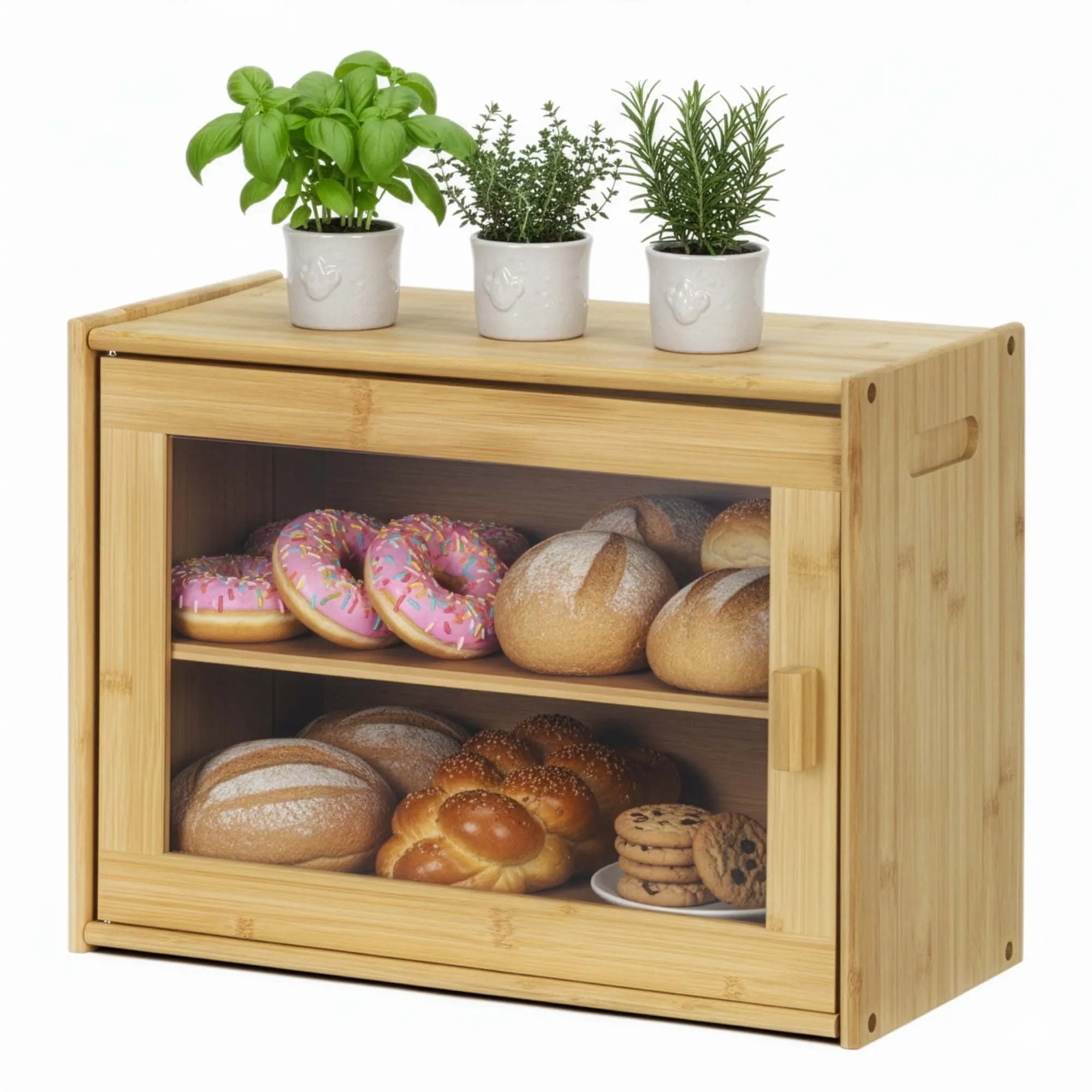 posuda za kruh 40 x 31 x 20 cm bambus, prozirni akril - slika 3