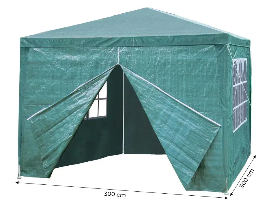 multigarden komercijalni vrtni paviljon šator – 3 × 3 m, 4 zida, zeleni - slika 6